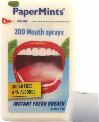 Produktbild von PaperMints Mouth Spray Sugarfree Mundspray (12ml Packung) für 200 Anwendungen + usy Block