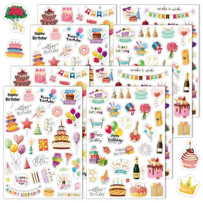 Stickerset Geburtstag, 240 Sticker, DIY, bunt, Papier, 20,5x15,5x0,4 cm