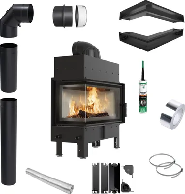 Immagine prodotto di Inserto per caminetto KRATKI FLOKI L angolo sinistro 12 kW Kit di montaggio con molla per porta
