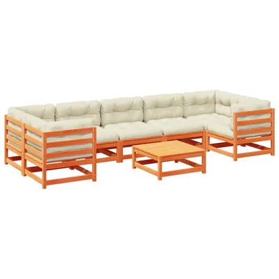 Produktbild von vidaXL 8-tlg. Garten-Sofagarnitur mit Kissen Wachsbraun Kiefernholz