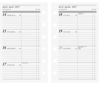 Produktbild von Wochenkalendarium 1 Woche/2 Seiten 7,6x12,7cm 2027 Packung mit 10 Stück
