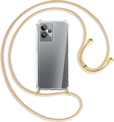 Produktbild von Handykette Backcover-Schutzhülle mit Band (Metall goldfarben) für Realme GT2 Pro (RMX3301,RMX3300) - Goldkordel
