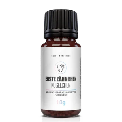 Produktbild von Saint Nutrition® Erste Zähnchen - Kügelchen - Baby – Zahnungshilfe Baby – Baby Zubehör – Baby zahnen – Zahnungskügelchen – bei Zahnungsbeschwerden