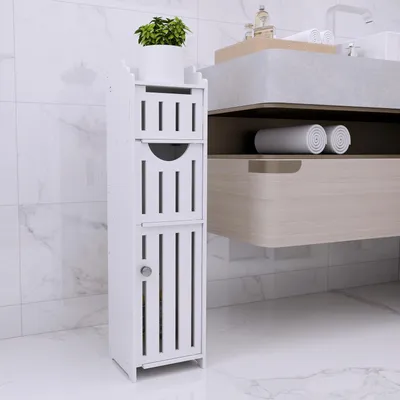 Produktbild von Badezimmerschrank Badschrank mit Tür und Regal 76 x 20 x 18 cm Weiß