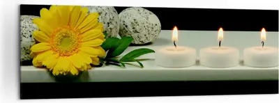Produktbild von Bild auf Leinwand - Leinwandbild - Spa Blume Kerze Stein - 160x50cm - Wand Bild - Wanddeko - Leinwanddruck - Bilder - Kunstdruck - Wanddekoration - Leinwand bilder - Wandkunst - AB160x50-0415