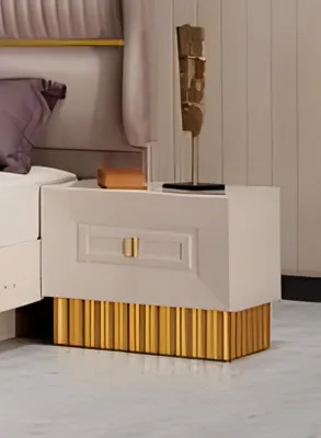 Immagine prodotto di Tavolino da notte, comodino, mobiletto notturno, tavolino in legno, color beige