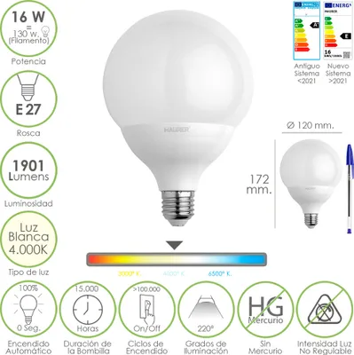 Produktbild von Maurer 19073185, 16 W, 130 W, E27, 1901 lm