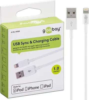Obrázok produktu pre Goobay 43320 Nabíjací a synchronizačný kábel Lightning USB, 1 m, biely - MFi kábel pre Apple iPhone/iPad biely