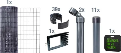Image de Alberts 693602 Fix-Clip Pro comme set complet de clôture, à bétonner avec genouillère, anthracite, hauteur 122 cm, longueur 25 m