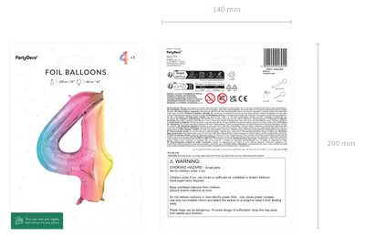 Immagine prodotto di Palloncino in foil numero 4 Palloncino numerato 86 cm Pastello Colorato