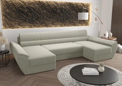 Produktbild von BEDANTE Ecksofa REBIU4 Poso 100 Beige mit Schlaffunktion L-Form Sofa mit Stauraum Bettkasten Wohnzimmersofa Couch Sofa Bettsofa Bettkasten Bettcouch