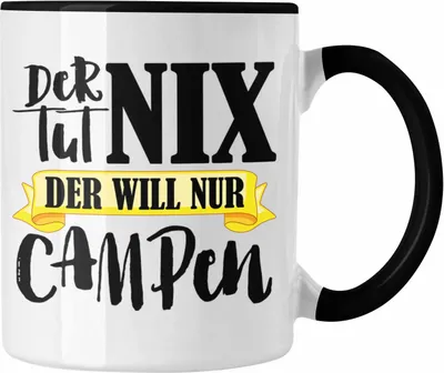 Produktbild von Trendation - Wohnwagen Camper Tasse Geschenke Wohnmobil Männer Campingwagen Geschenkidee Zubehör Camping Opa Oma Rentner Lustig Grafik (Schwarz)