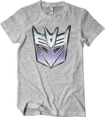 Produktbild von Distressed Decepticon Shield T-Shirt - Medium - HeatherGrey