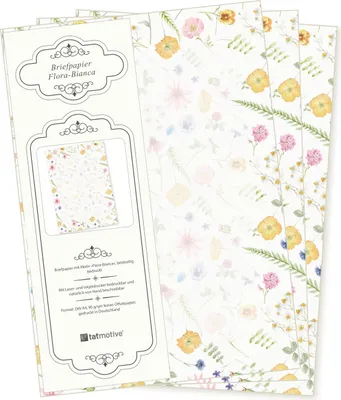 Produktbild von Flora-Bianca Briefpapier 50 Blatt Papier DIN A4 beidseitig floral Natur für Frauen Schreibpapier Erwachsene