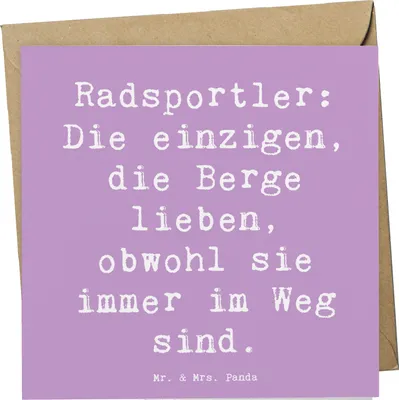 Produktbild von Mr. & Mrs. Panda Glückwunschkarte Spruch Radsport Berge - Lavendeltraum - Geschenk, Ausdauer, faltkarte, Herausforderungen, Klappkarte, Gemeinschaft, Grußkarte, Sportler