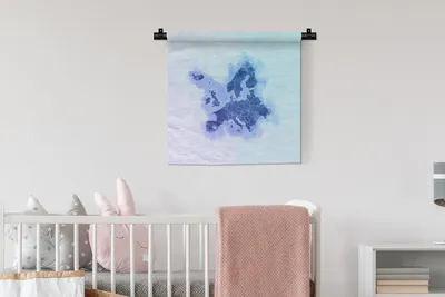 Produktbild von MuchoWow® Wandteppich Wandbehang Europa-Karte - Aquarell - Blau 60x60 cm Tapisserie Dekoration Wandtuch - Dekorationen - Wand Decke