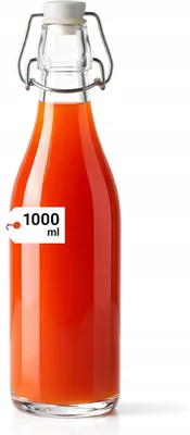 Produktbild von Bügelflasche 1 Liter mit Bügelverschluss, Glasflasche 1000 ml zum Befüllen für Likör, Saft, Limonade, Sirup und Essig, klares Glas