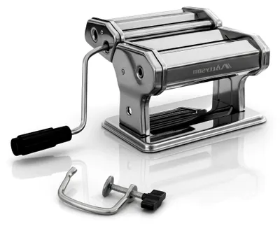 Produktbild von ® Nudelmaschine Manuell Edelstahl – Pastamaschine mit 9 Einstellbaren Stärken & Tischklemme – Robuster Nudelschneider für Lasagne, Spaghetti, Tagliatelle & Frische Hausgemachte Pasta