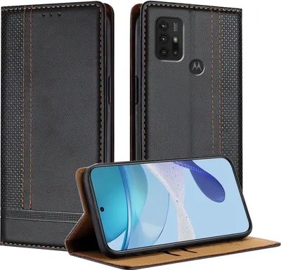 Produktbild von Handyhülle für Motorola Moto G10 G20 G30 Leder Flip Klappbare Schutzhülle mit Standfunktion Schwarz