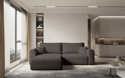 Produktbild von Ecksofa Sofa FLAVIO mit Schlaffunktion Stoff Abriamo Braun Ottomane Links