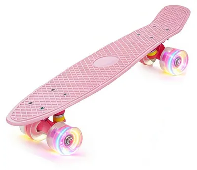 Obrázok produktu pre Mini skateboard s LED kolieskami, 22 palcov, ružovej farby, vhodný pre deti aj dospelých