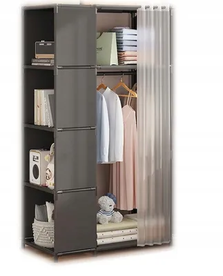 Zdjęcie produktu dla SZAFA Modułowa SKŁADANA Wieszak GARDEROBA na UBRANIA Metalowa 163x45x71 cm