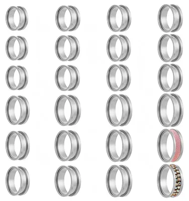 24 Edelstahl-Rohrringe, 8 Größen, 8 mm breit, 16,3–22,5 mm Innendurchmesser