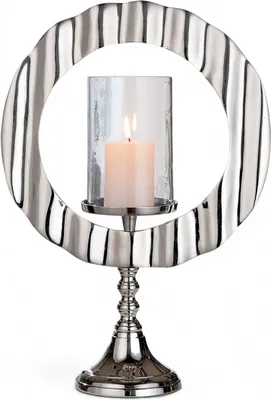 Immagine prodotto di Gilde Kerzenleuchter, rund, "Circulus", Aluminium, Glas, silberfarben, VE 1, L. 13 cm, B. 32 cm, H. 46 cm 53982 4063387539828