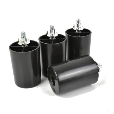 Produktbild von 4er Set Möbelfüße Kunststoff Schwarz M8 x 25 mm, Höhe 70 mm, inkl. 4x Einschlagmuttern M8x11 mm, Möbelbeine für Sofa, Bett & Schrank