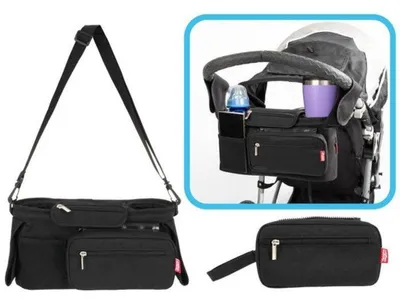 Obrázok produktu pre Organizér do kočíka Deluxe – NUBY – Odnímateľná taška – Čierna