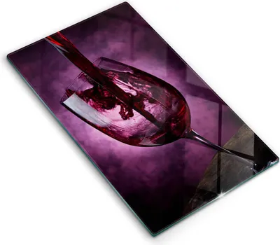 Produktbild von Glasschneideplatte - Herdabdeckplatte - 30x52 cm - Schneidebrett - Spritzschutz - Ein Glas Wein