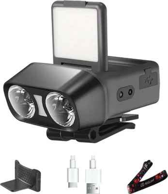 Obrázek produktu pro Senzorová čelovka LED, IPX4, plynulé stmívání, 5 režimů, plné světlo, červené rozptýlené světlo, červený záblesk, rozptýlené světlo, koncentrované světlo - černá barva
