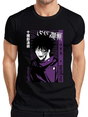 Obrázek produktu pro Jujutsu Kaisen Megumi Fushiguro Anime Manga tmavě fialové krvavé pánské tričko, černá, M