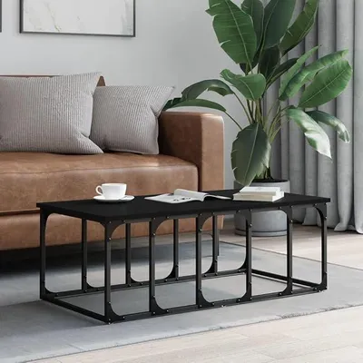 Obrázek produktu pro Konferenční stolek do obývacího pokoje, kanceláře nebo recepce, rozměry 100 x 50 cm, velký psací stůl, moderní a industriální design s kovovými nohami, rustikální černá barva