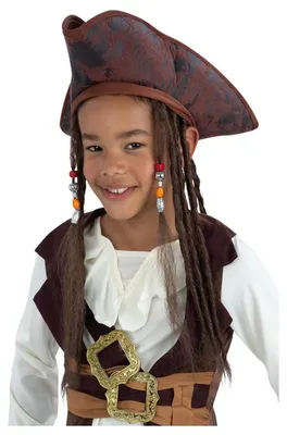 Image de Chapeau de costume Dreadlocks de pirate Smiffys pour enfants, modèle SM1995 (taille unique), couleur marron