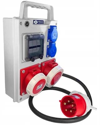 Produktbild von Baustrom-Verteiler mit Schalter 2x32A Winkelstecker ca. 20m