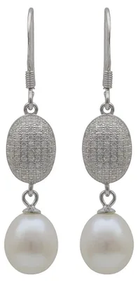 Produktbild von Ohrringe Ohrhänger Süßwasser Zuchtperlen & Zirkonia weiß 925 Silber Damen