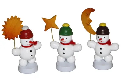 Produktbild von Weihnachtsdekoration Schneemanntrio V bunt Höhe 6cm NEU