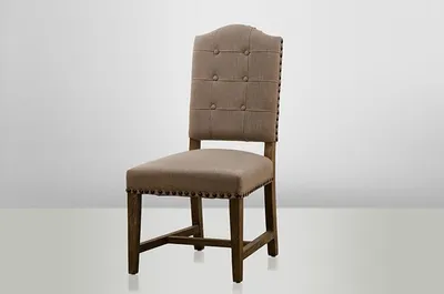 Produktbild von Rustikaler Esszimmer Stuhl aus dem Hause Casa Padrino - Bezug / Beige -  Massiv - Schloss Burg Gutshaus Möbel