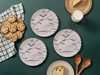 Image de Hermia Concept, Ensemble de 6 assiettes à dessert de haute qualité - Bleu foncé, 100% céramique