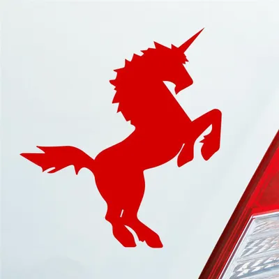 Produktbild von Auto Aufkleber Einhorn Last Unicorn Pferd Pony 10x11 cm Rot Sticker Heckscheibenaufkleber