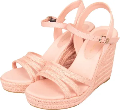 Zdjęcie produktu dla TOMMY HILFIGER Damskie sandały na koturnie z paskiem wokół kostki, nr katalogowy XW0XW02954, rozmiar 40 (EUR) – 6,5 (UK) – 9 (USA) – 25,5 cm, 90% bawełna, 10% skóra