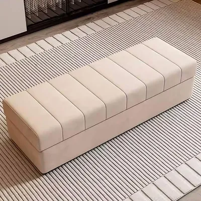 Zdjęcie produktu dla Puf z pojemnikiem, 150 cm, biały, obity welurem