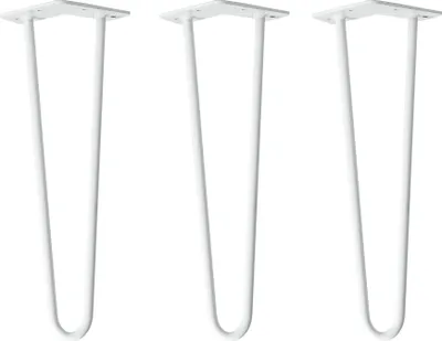 Produktbild von Natural Goods Berlin HAIRPIN Legs, Haarnadelbeine, Möbelfüße, Tischbeine, Weiß, 40 cm, 2 Streben, 3 Stück