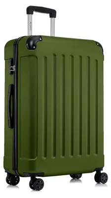 Produktbild von Reisekoffer XL Oliv, Trolley mit 4 Rollen 360°, Hartschale, Zahlenschloss, Gummigriff