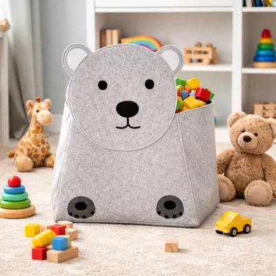 Produktbild von Kinder Filz Aufbewahrungsbox Aufbewahrung Spielzeugkiste Bär H73cm