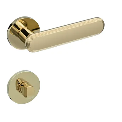 Produktbild von Gavroche Türgriffe Set WC/Bad Türklinken für Innentüren in glanz Gold Optik Drückergarnitur für Zimmertür mit runder Rosettengarnitur aus Zink
