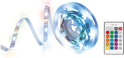 Produktbild von LogiLink RGB-LED-Band mit Fernbedienung selbstklebend 3 m
