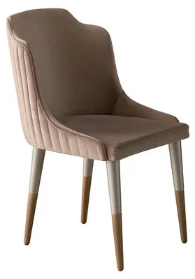 Productafbeelding van Bruine eethoekstoelen, set van 6, stoffen stoelen, voor de eetkamer