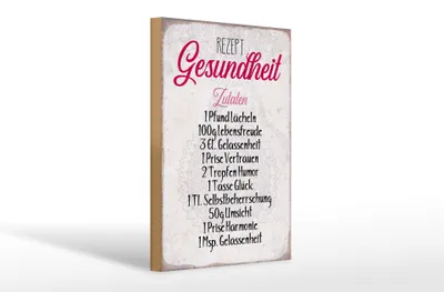 Produktbild von Holzschild Spruch 20x30cm Rezept Gesundheit Zutaten